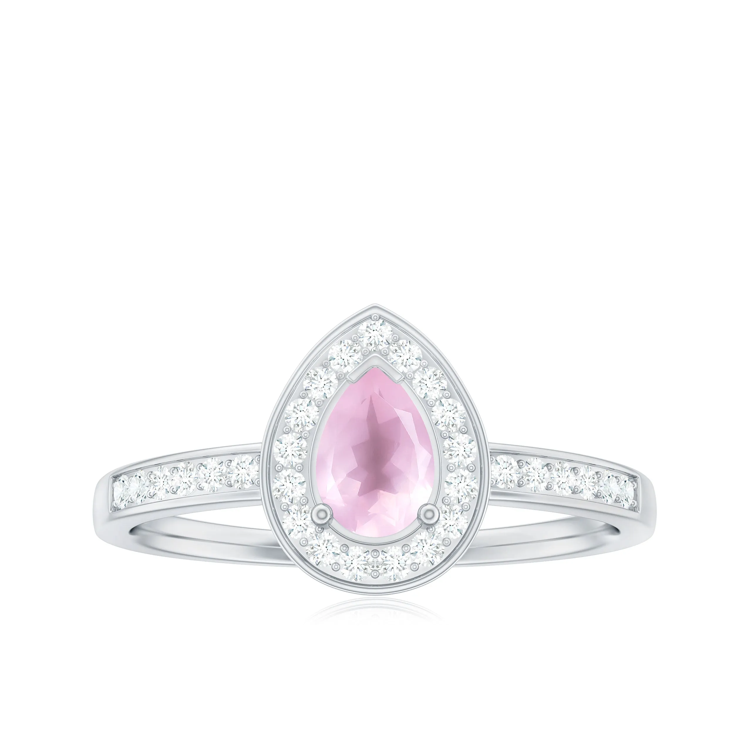 0.75 CT Classic Rose Quartz and Diamond Engagement Ring