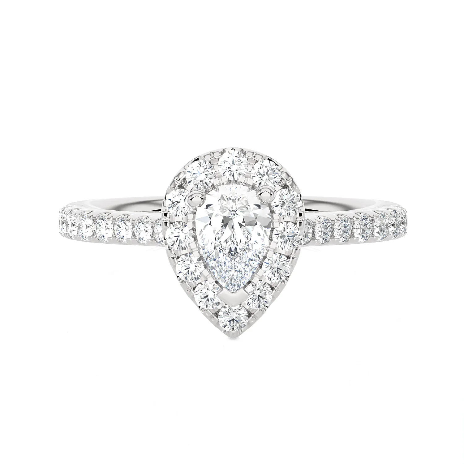 1 1/5 ctw Pear-Shaped Lab Grown Diamond Halo Engagement Ring