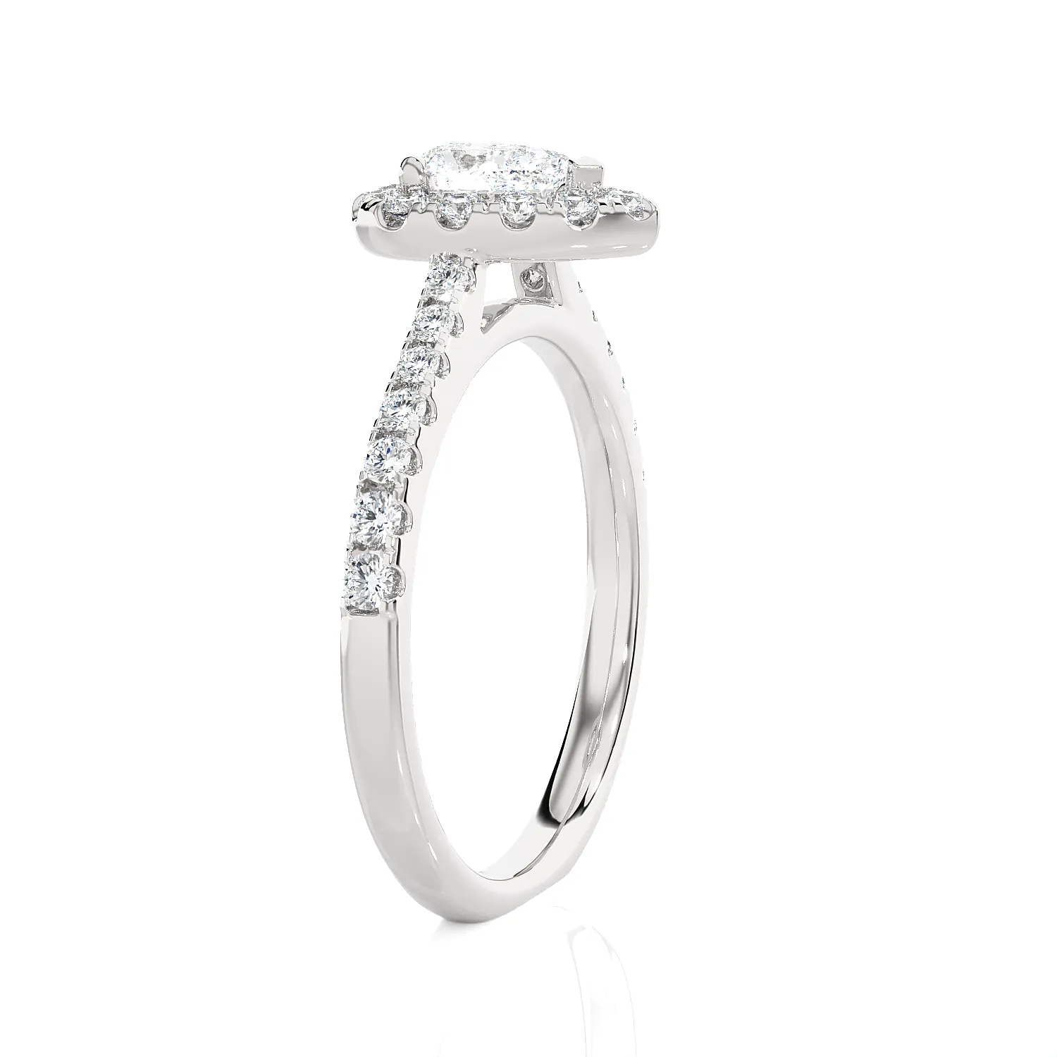 1 1/5 ctw Pear-Shaped Lab Grown Diamond Halo Engagement Ring