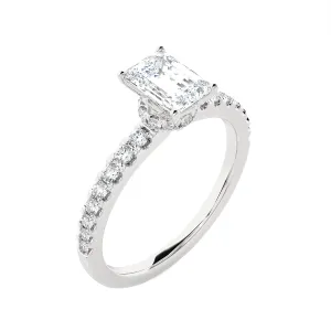 1 3/8 ctw Emerald-Cut Lab Grown Diamond Side Stone Engagement Ring