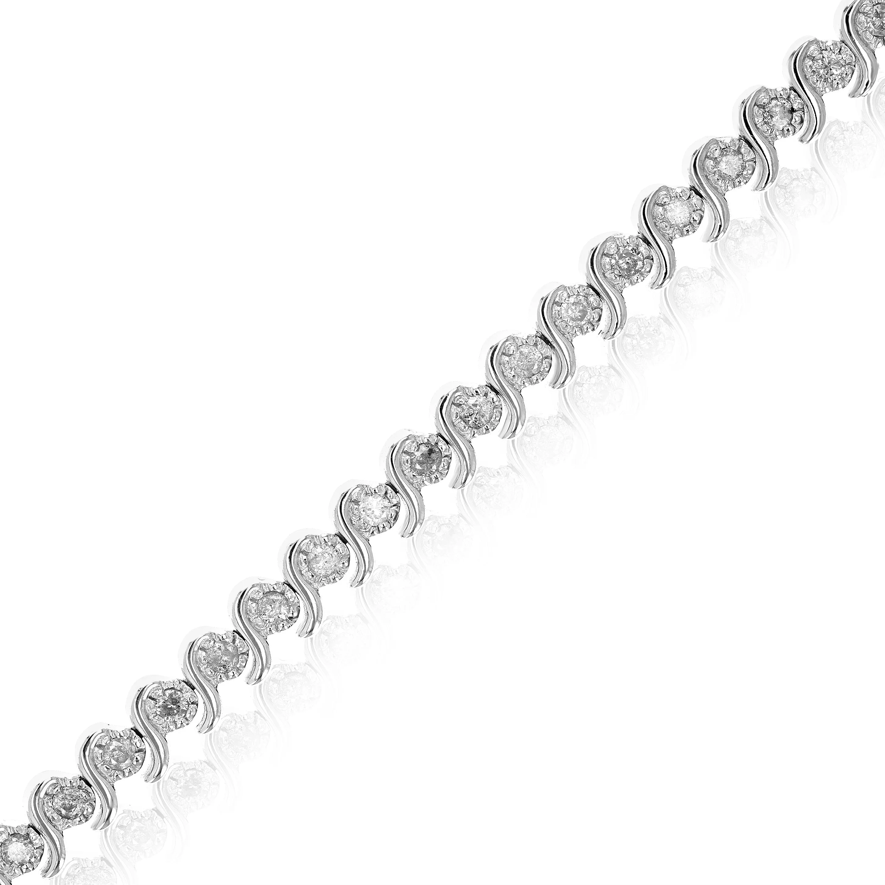 1 cttw Diamond S Link Tennis Bracelet in Sterling Silver