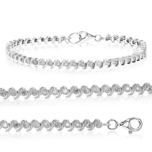 1 cttw Diamond S Link Tennis Bracelet in Sterling Silver