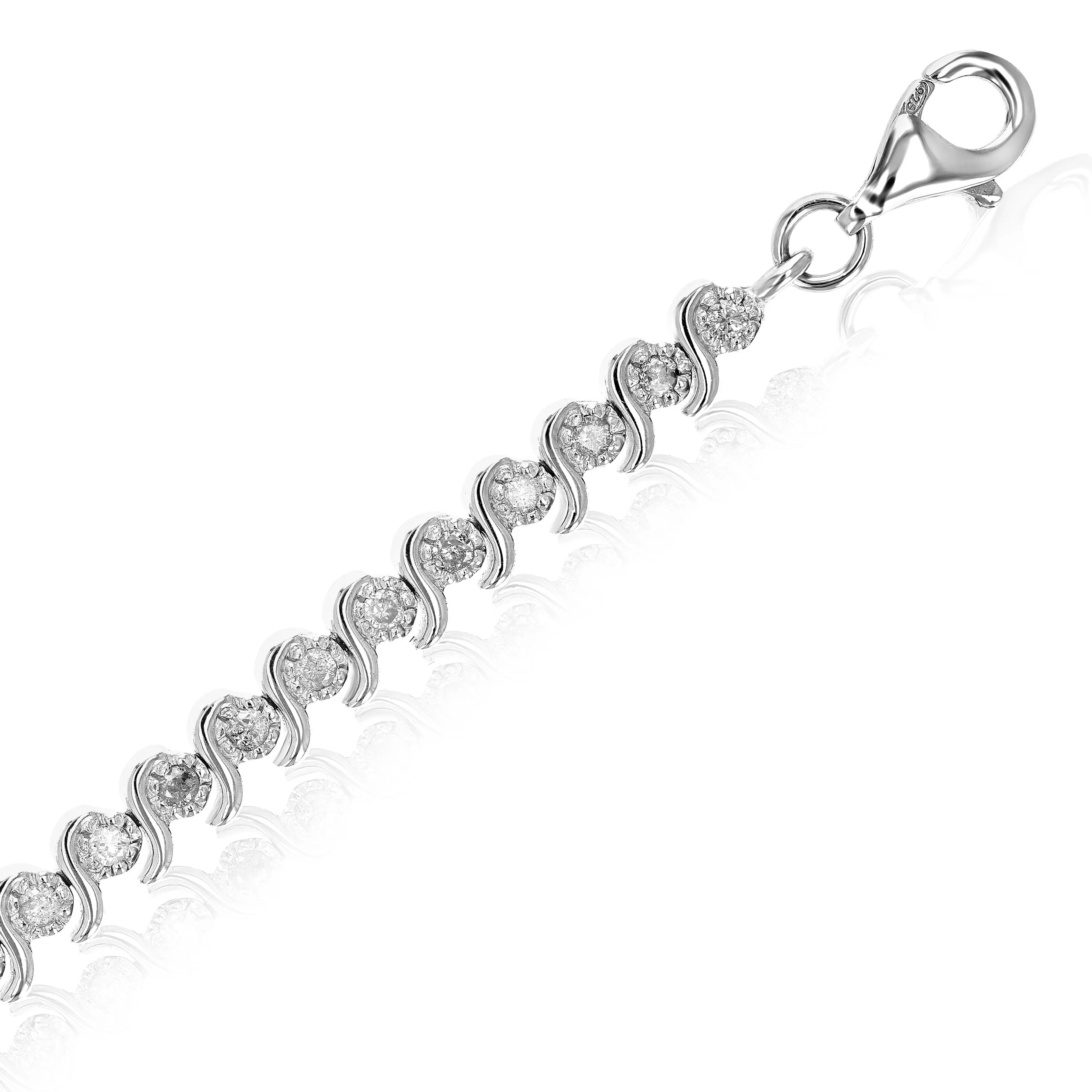 1 cttw Diamond S Link Tennis Bracelet in Sterling Silver