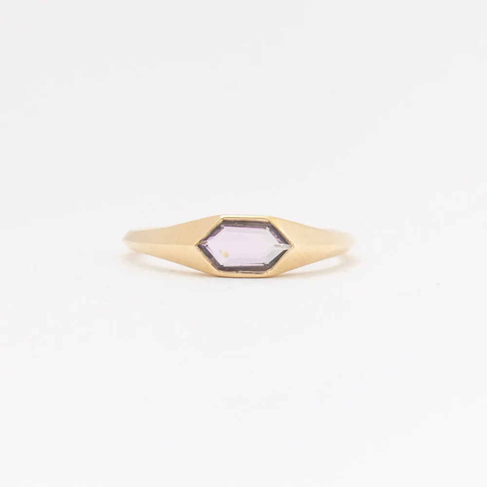 1.00 ct Light Pink Sapphire Hexagon Signet Ring