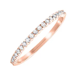 10KT Pink Gold Sparkle Fashion Ring - 1/8 ctw