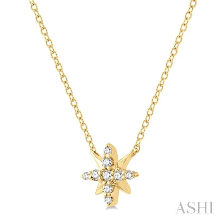 1/10 Ctw Star Round Cut Diamond Petite Fashion Pendant With Chain in 10K Yellow Gold