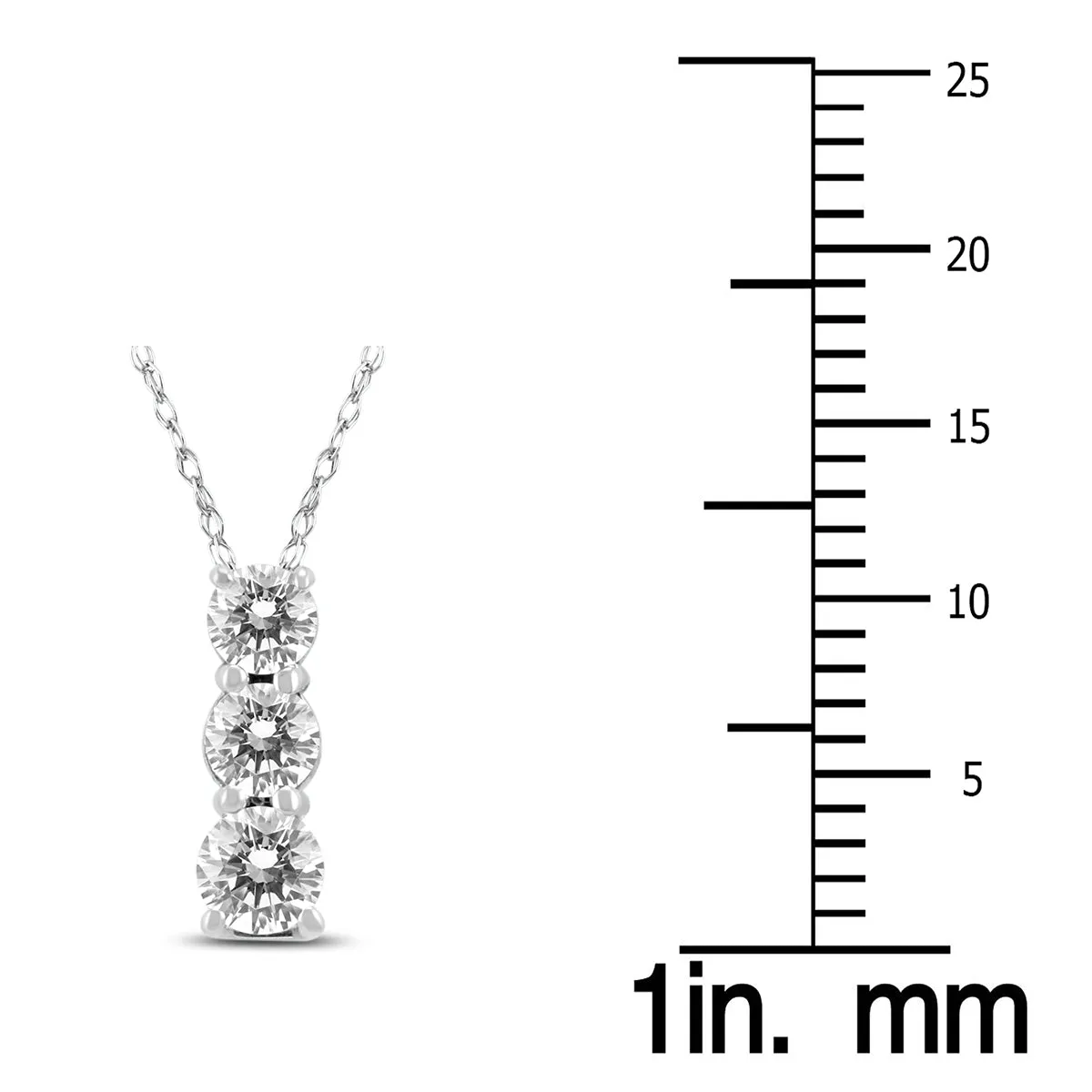 1/2 Carat TW Three Stone Diamond Pendant in 14K White Gold