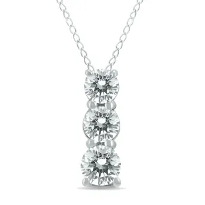 1/2 Carat TW Three Stone Diamond Pendant in 14K White Gold