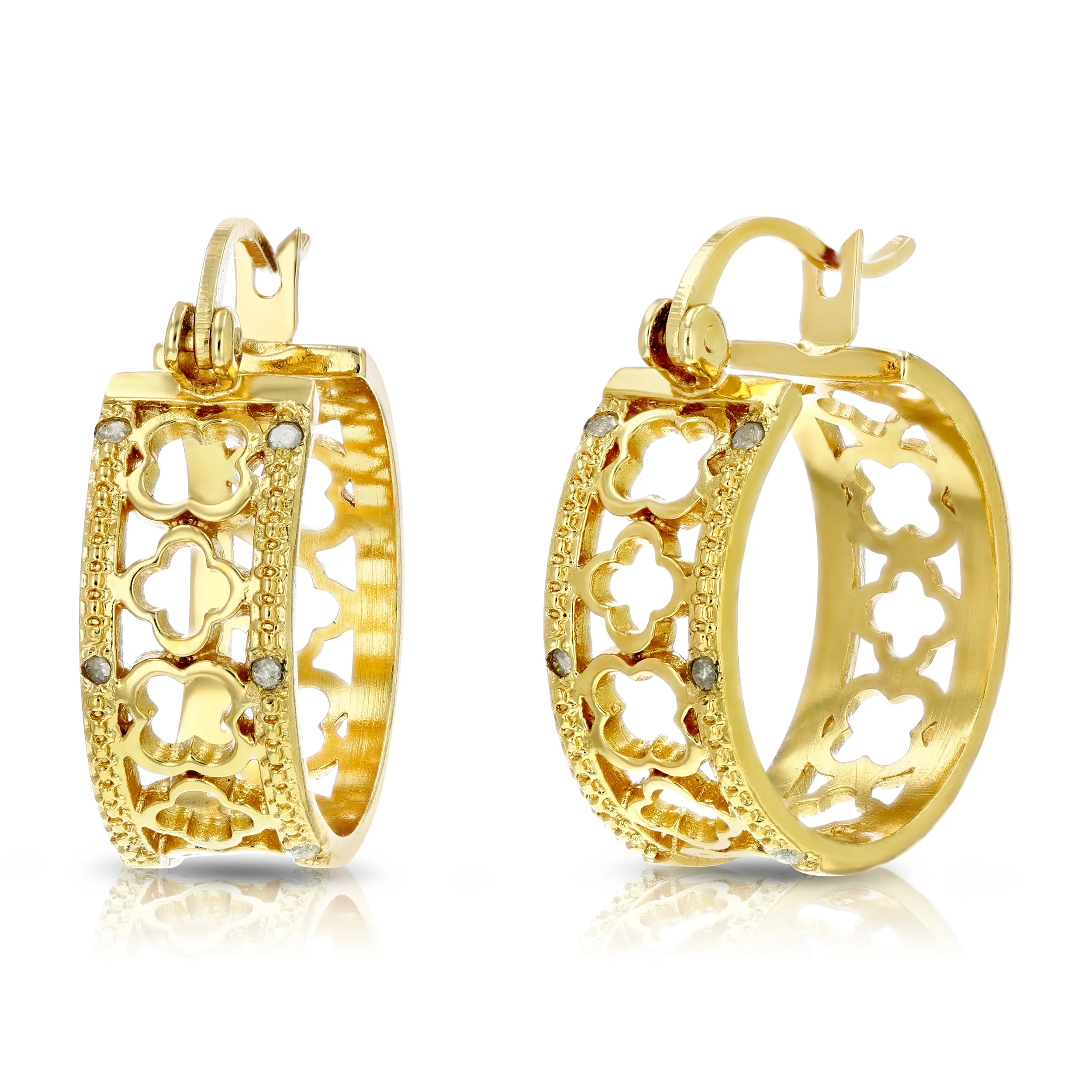 1/20 cttw Diamond Fashion Hoop Earrings in Brass