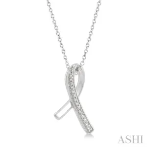 1/20 ctw Round Cut Diamond Awareness Ribbon Pendant With Chain in 10K White Gold