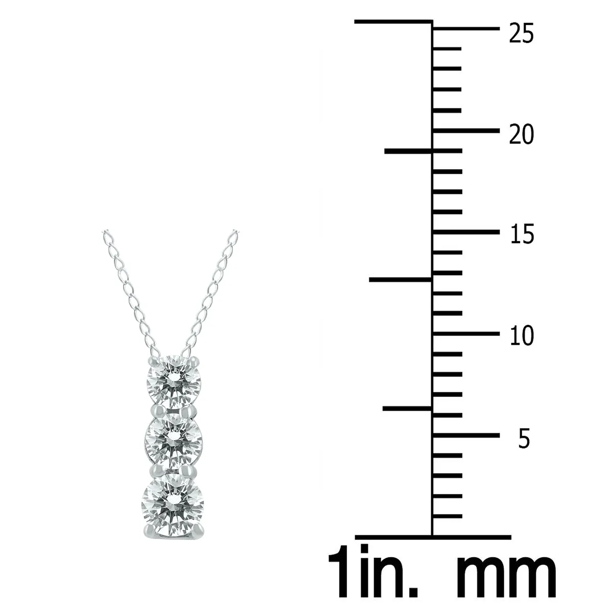 1/4 Carat Tw Diamond Three Stone Pendant In 14K White Gold