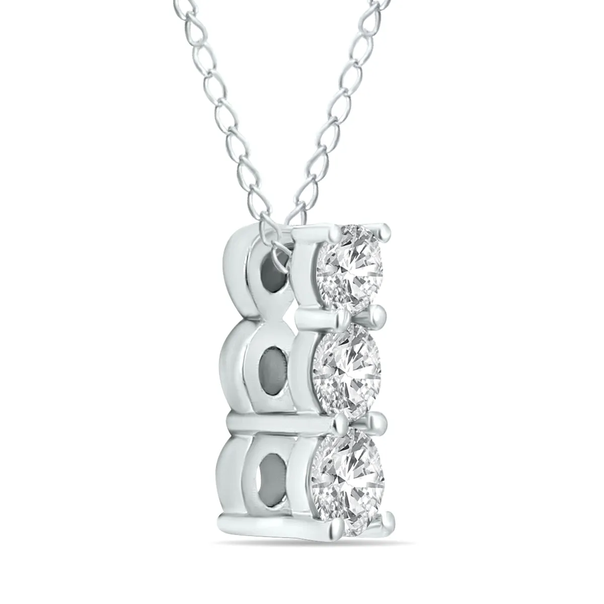 1/4 Carat Tw Diamond Three Stone Pendant In 14K White Gold