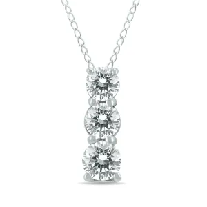 1/4 Carat Tw Diamond Three Stone Pendant In 14K White Gold