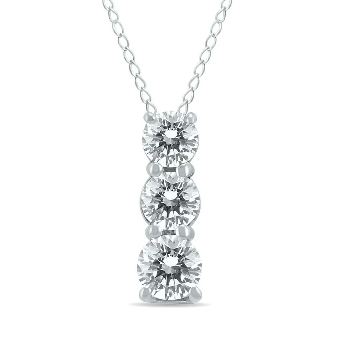 1/4 Carat Tw Diamond Three Stone Pendant In 14K White Gold