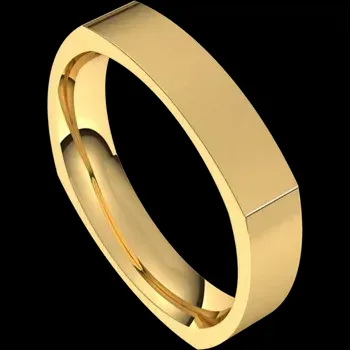 14k Gold 4mm Square Comfort-Fit Wedding Band