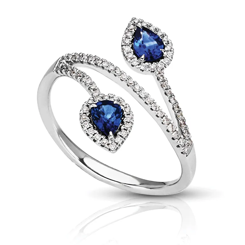 14K White Gold Sapphire and Diamond Ring