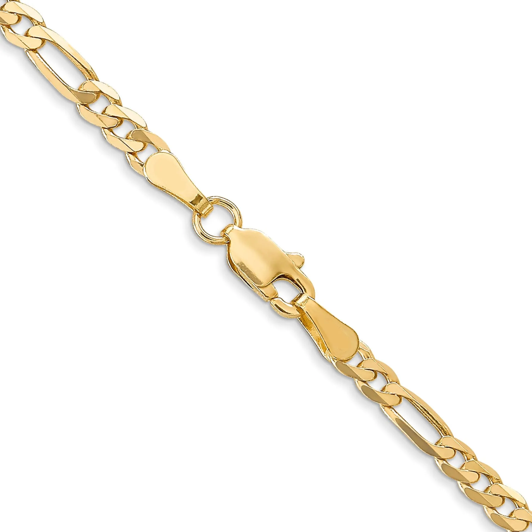 14k Yellow Gold 3.25mm Flat Figaro Bracelet