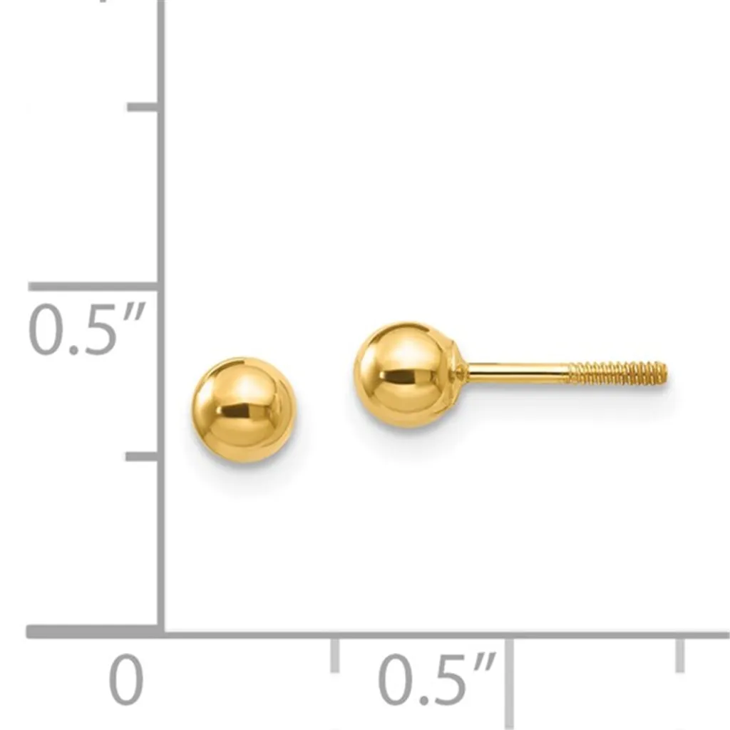 14K Yellow Gold 4mm Ball Screwback Earrings | Madi K Polished Design