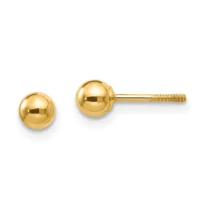 14K Yellow Gold 4mm Ball Screwback Earrings | Madi K Polished Design