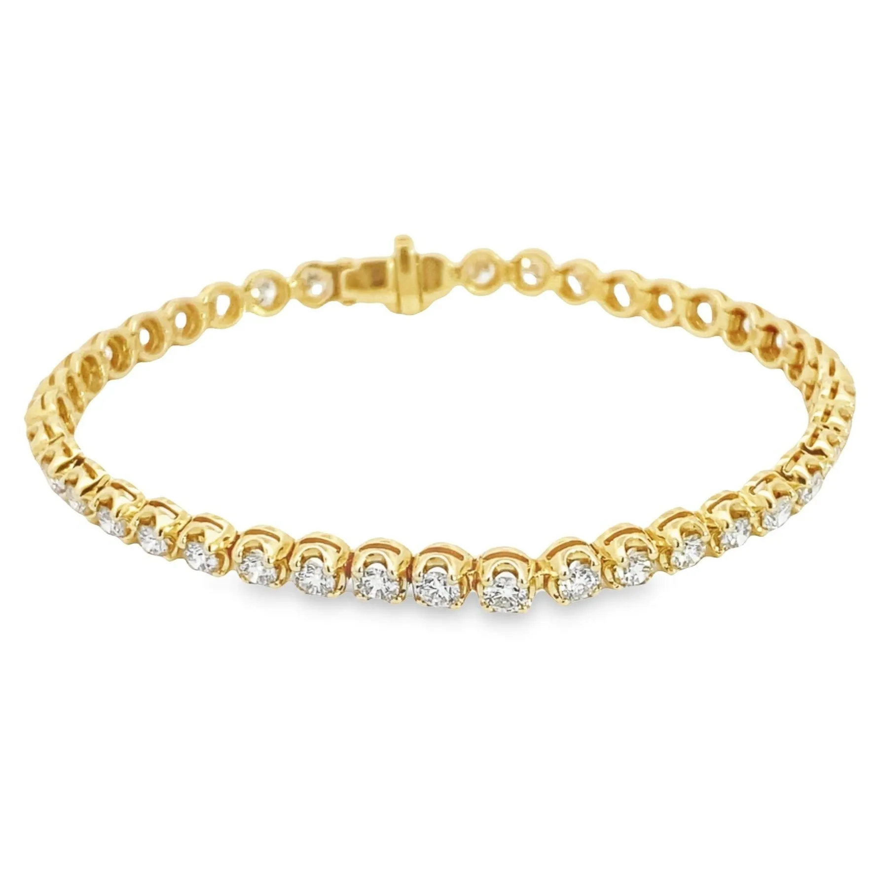 14K Yellow Gold Diamond Tennis Bracelet - 4.05ct