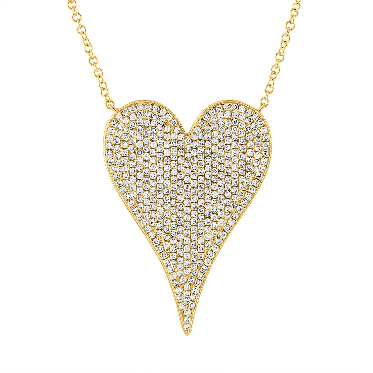 14KT GOLD DIAMOND JUMBO MODERN HEART NECKLACE