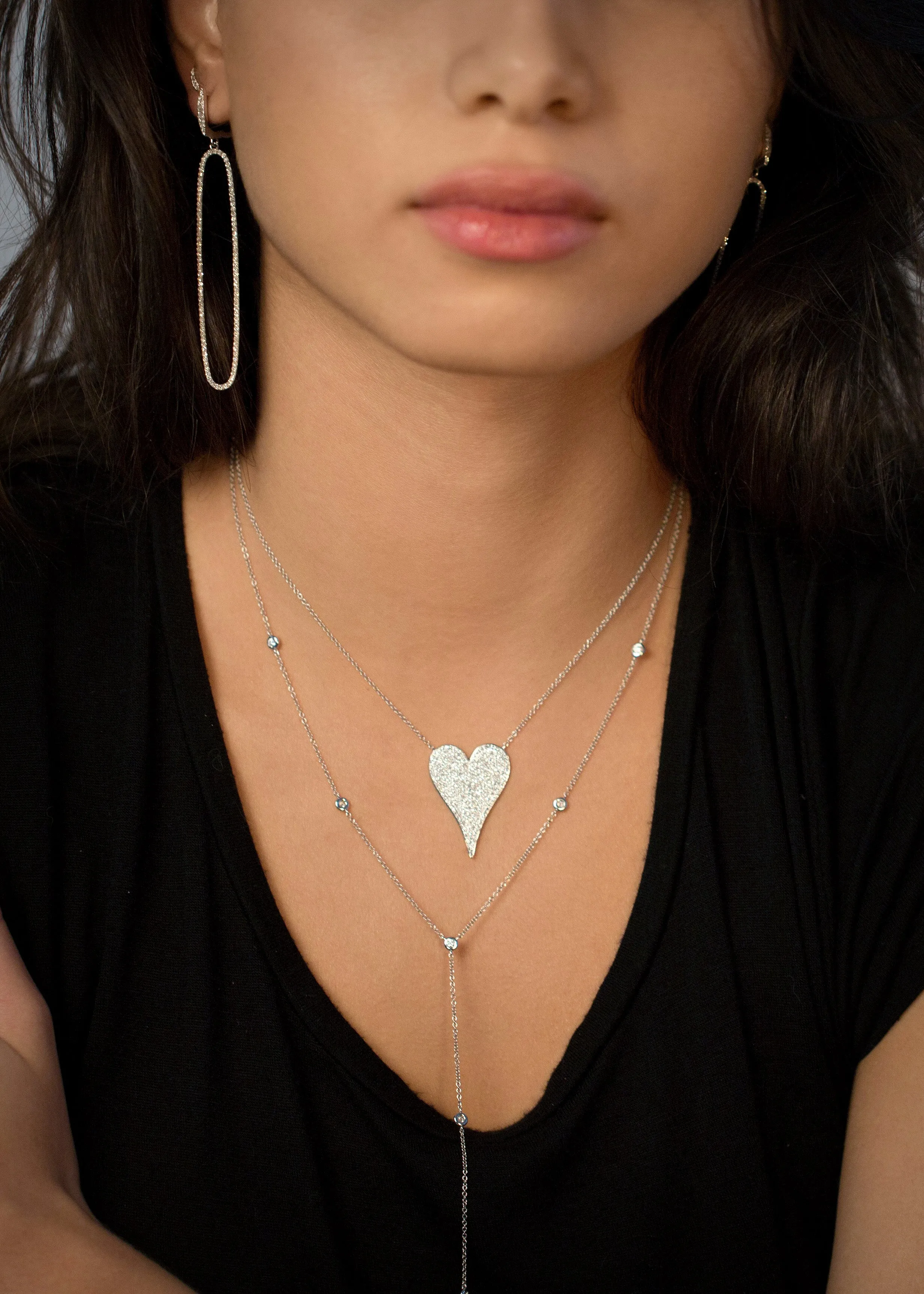 14KT GOLD DIAMOND JUMBO MODERN HEART NECKLACE