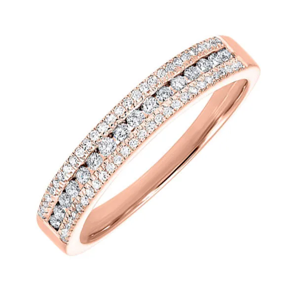 14KT Pink Gold & Diamond 3 Row Fashion Ring  - 1/4 ctw