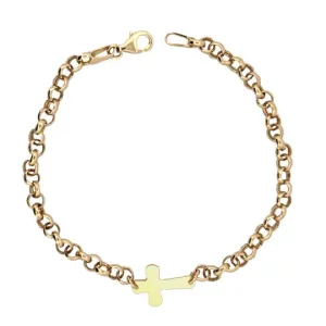 14kt Rollo Cross Bracelet