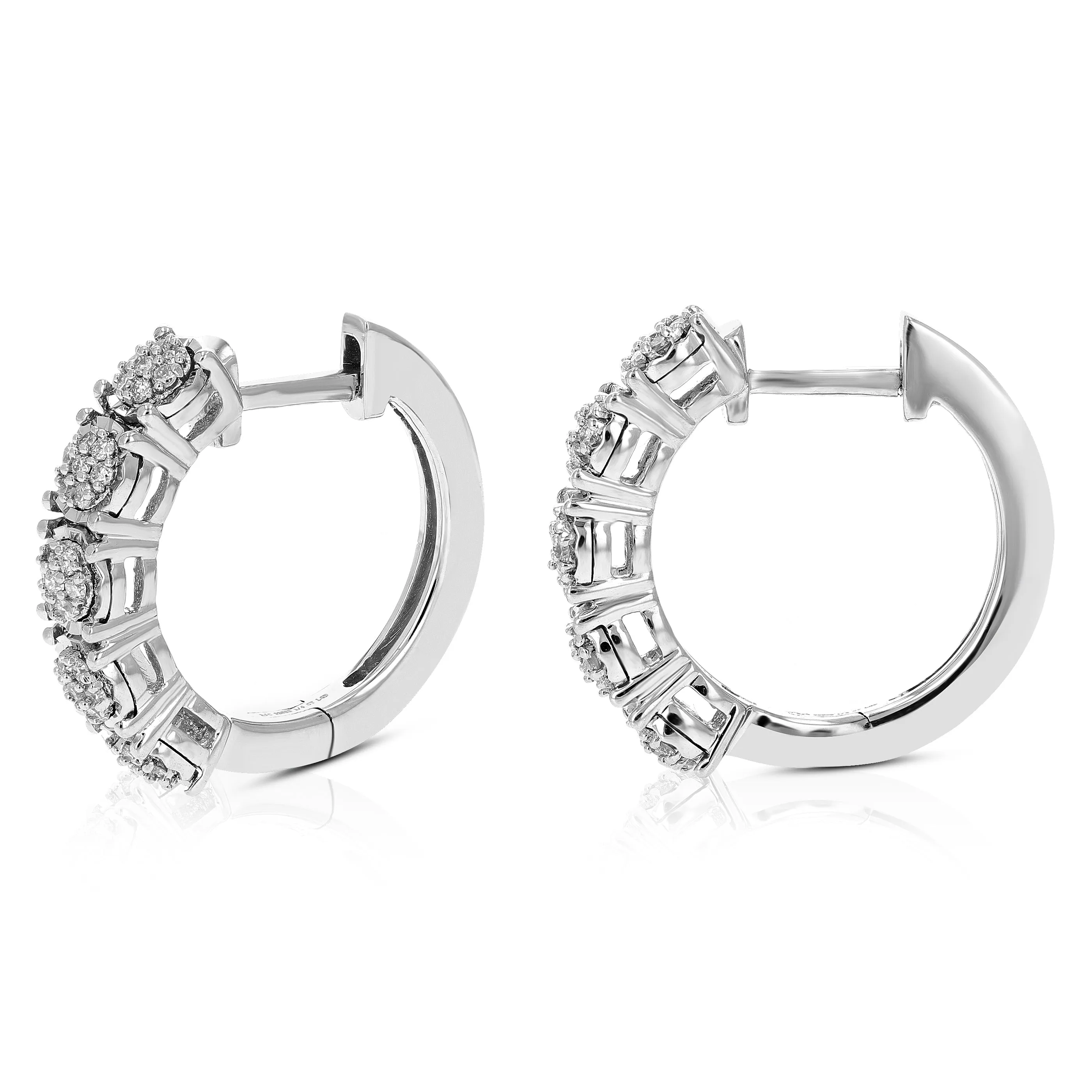 1/5 cttw Lab Grown Diamond Cluster Hoop Earring Sterling Silver