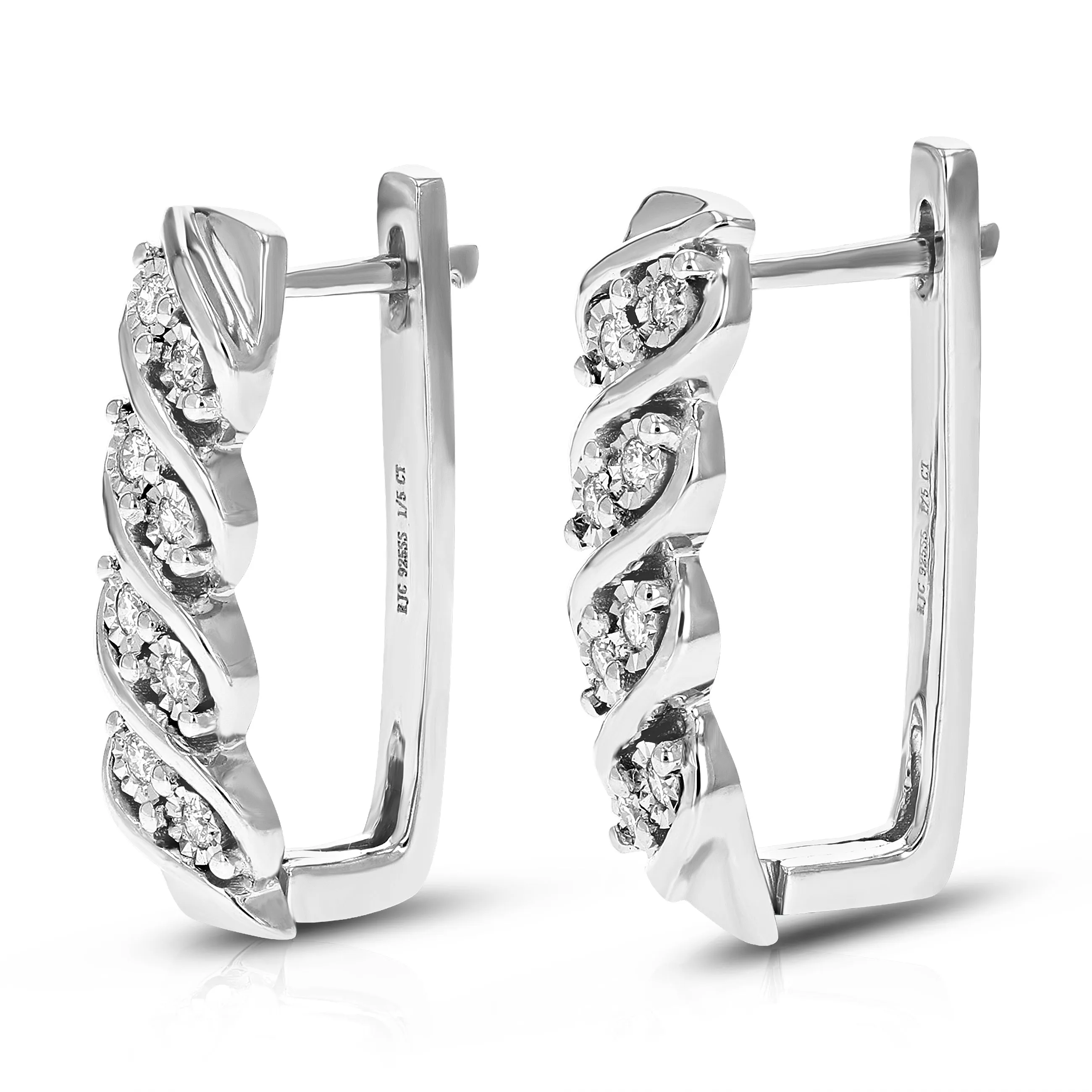 1/5 cttw Lab Grown Diamond Twisted Hoop Earrings Sterling Silver