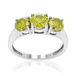 2 cttw Yellow Diamond Engagement Ring in 14K White Gold