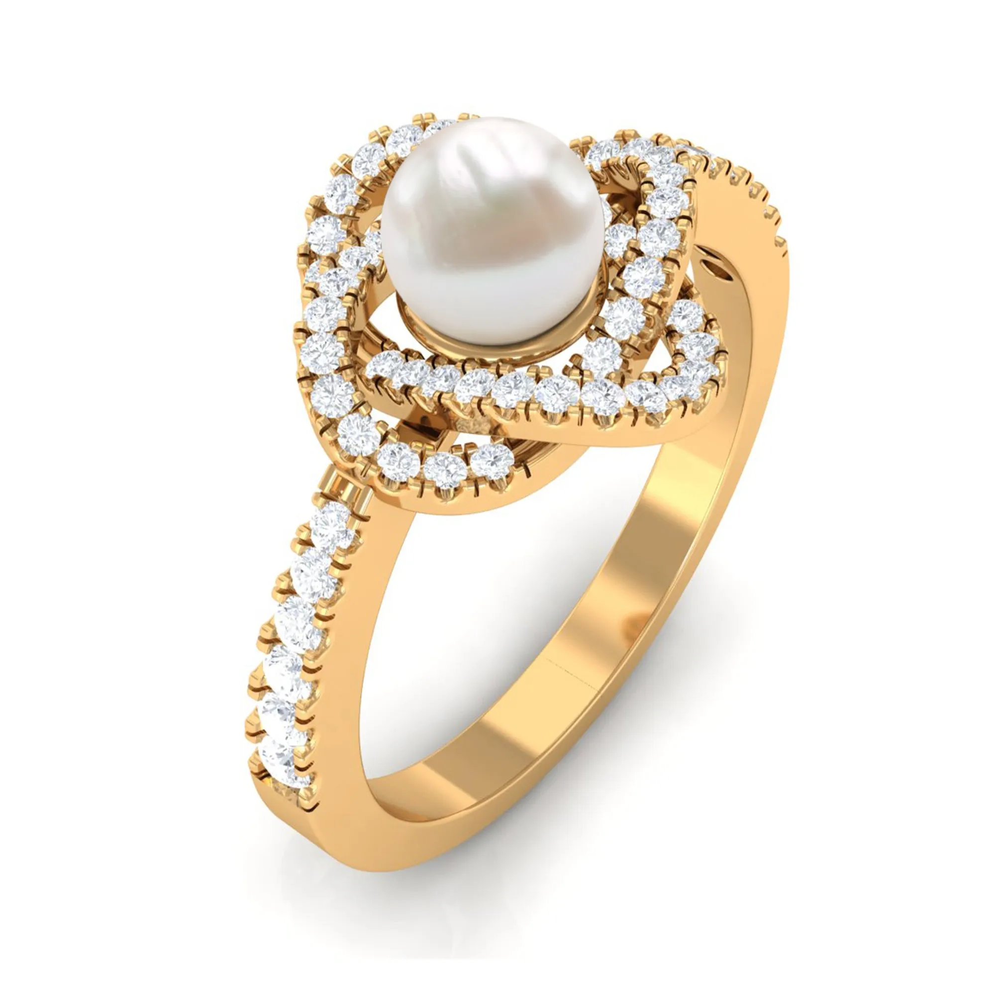 2.50 CT Freshwater Pearl Engagement Ring with Diamond Accent