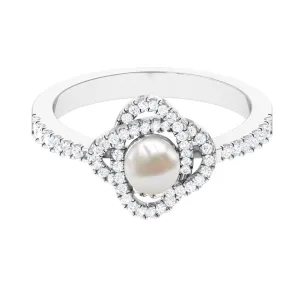 2.50 CT Freshwater Pearl Engagement Ring with Diamond Accent