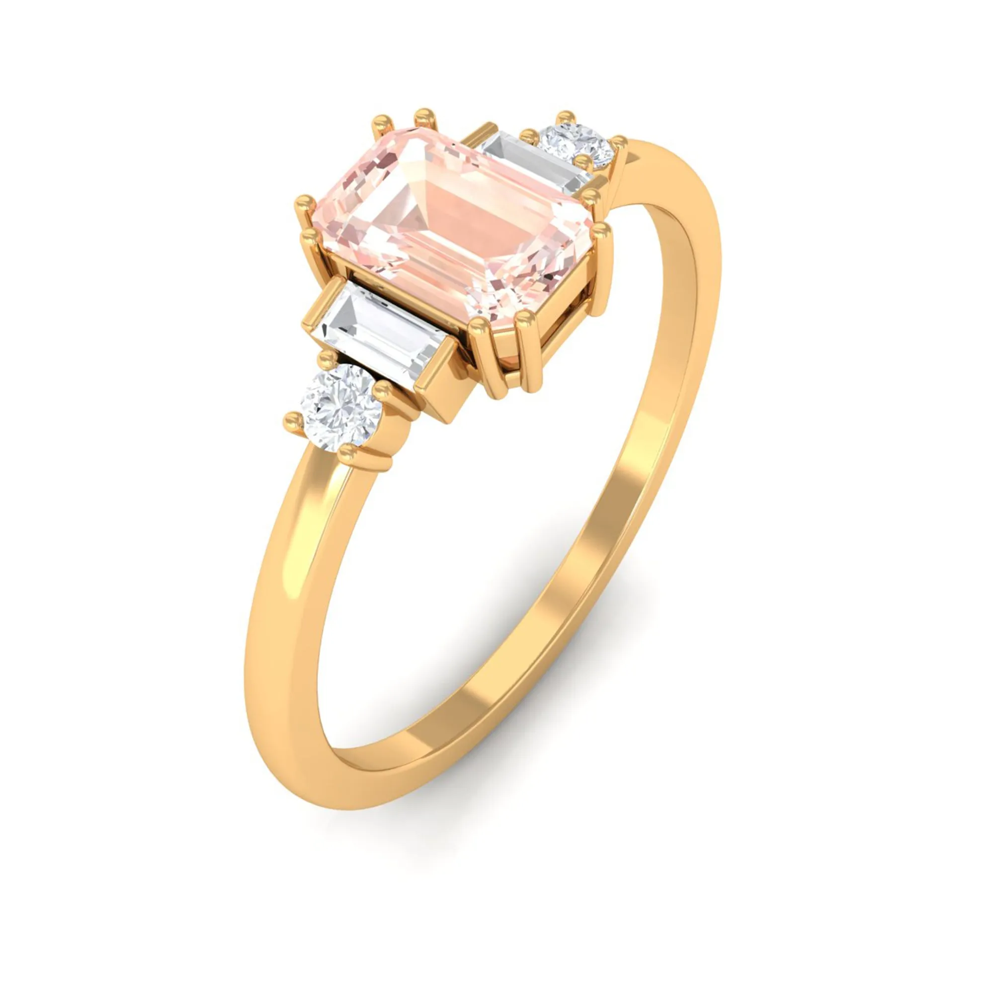 3/4 CT Morganite Solitaire Engagement Ring with Diamond