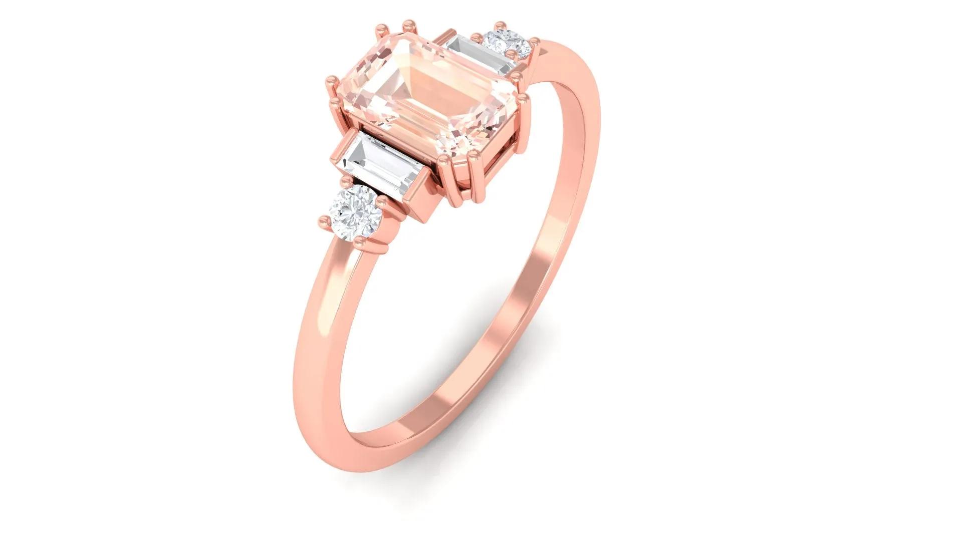 3/4 CT Morganite Solitaire Engagement Ring with Diamond