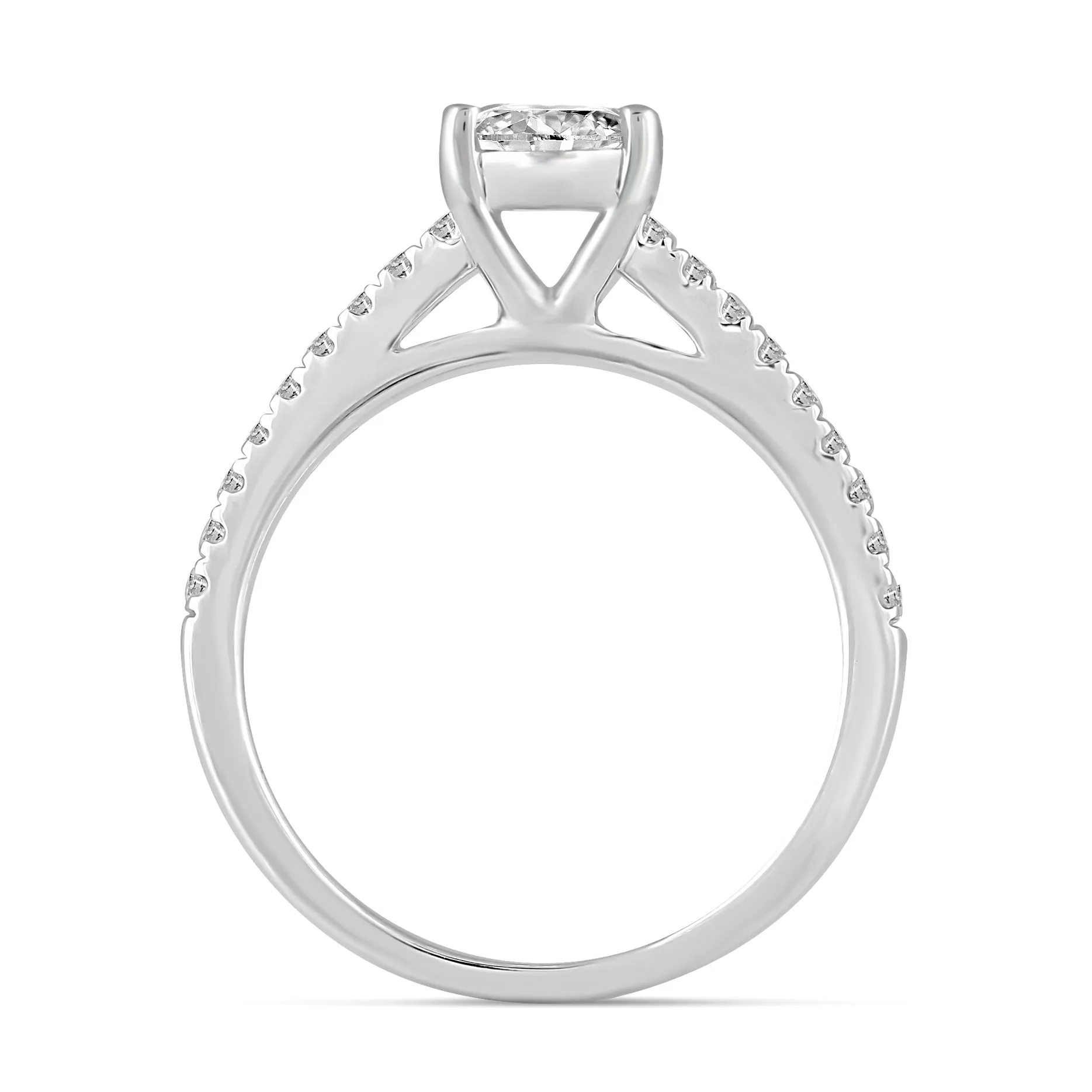 3/4ctw Diamond Oval Classic Engagement Ring in Sterling Silver