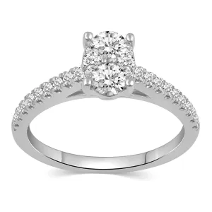 3/4ctw Diamond Oval Classic Engagement Ring in Sterling Silver