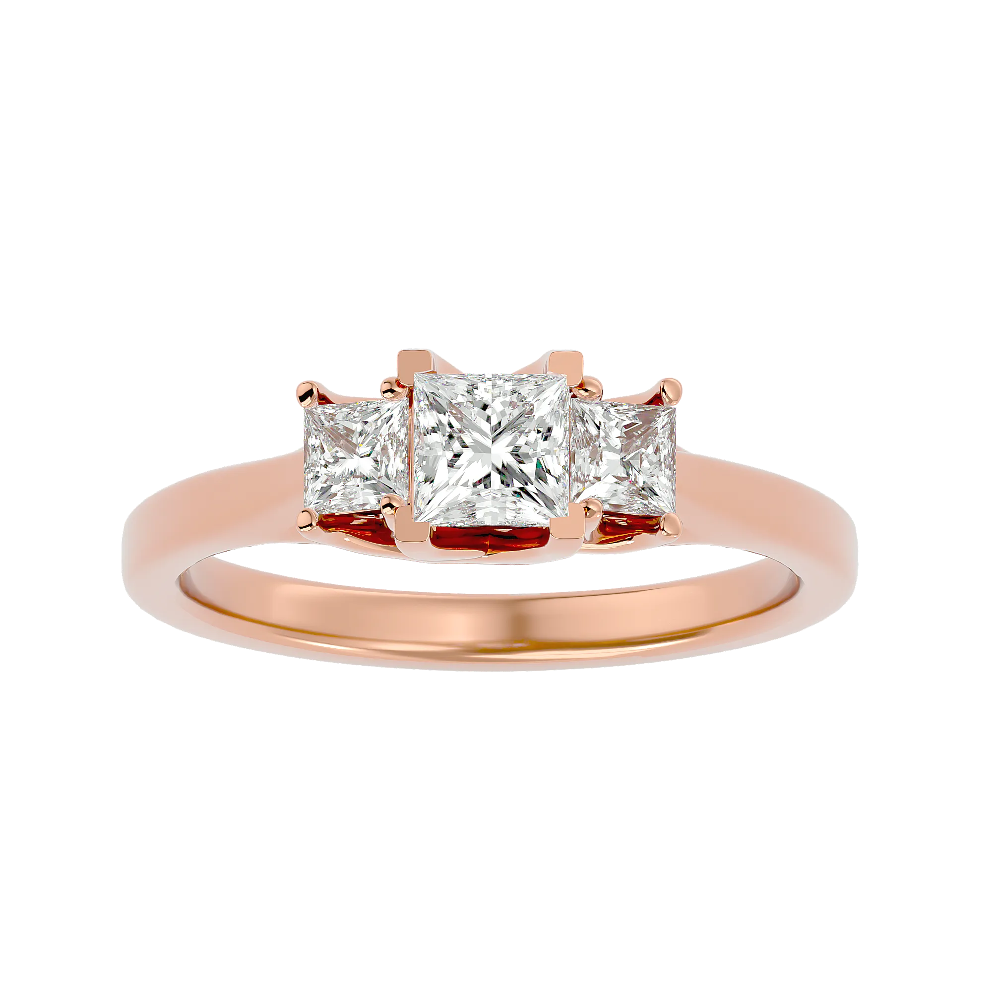 7/8 ctw Princess-Cut Three Stone Lab Grown Diamond Ring