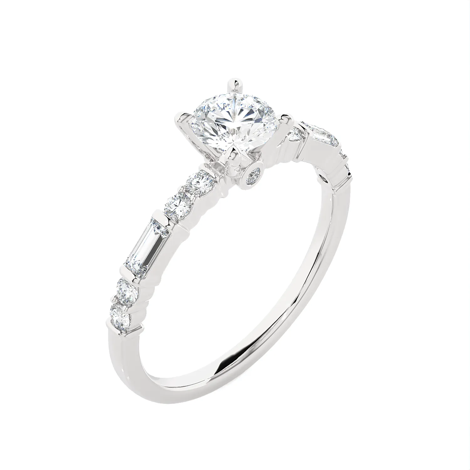 7/8 ctw Round Lab Grown Diamond Side Stone Engagement Ring