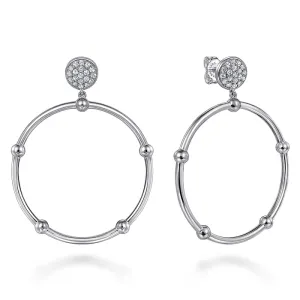 925 Sterling Silver White Sapphire Bujukan Stud Drop Earrings in Size 40mm