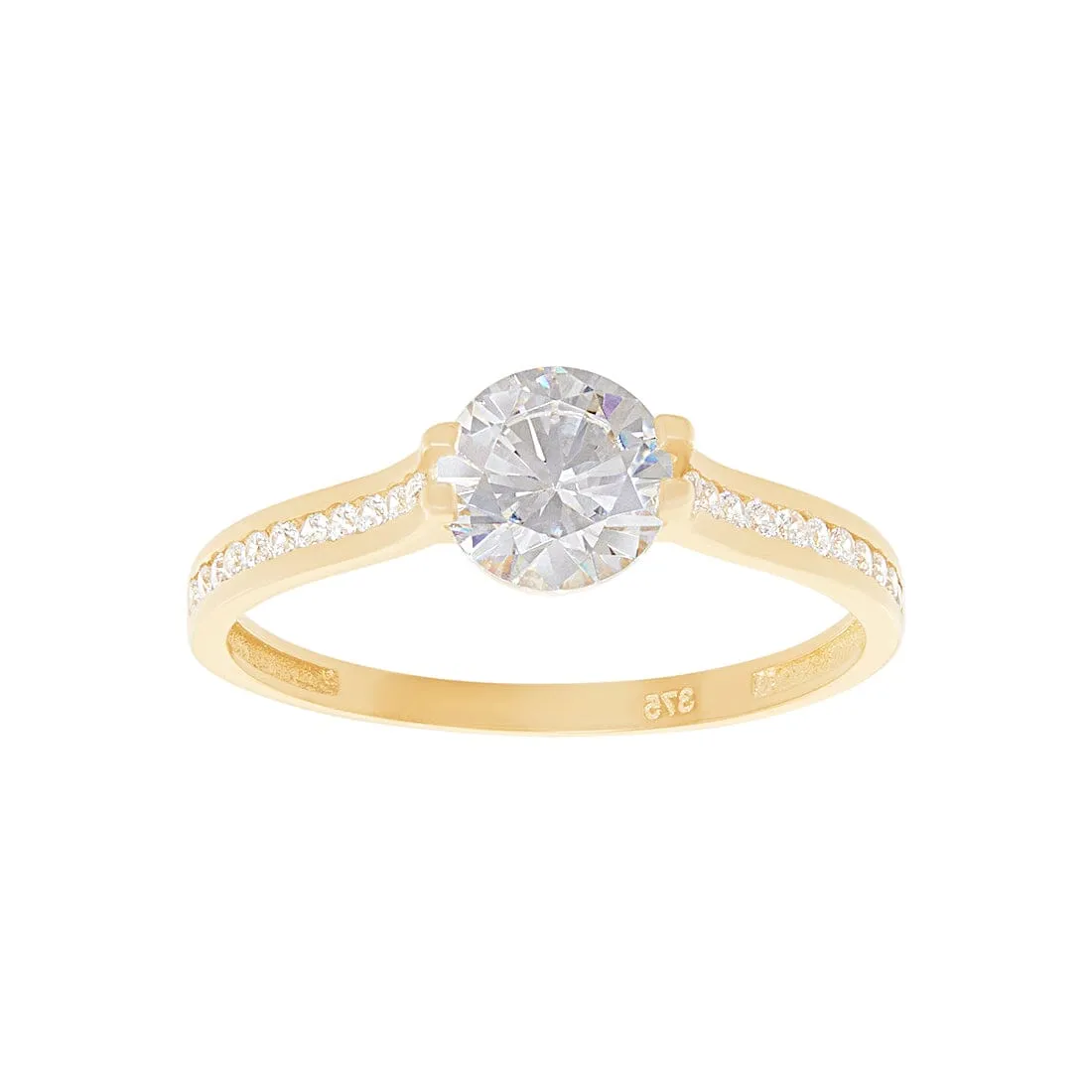 9ct Yellow Gold Cubic Zirconia Centred Shoulder Ring