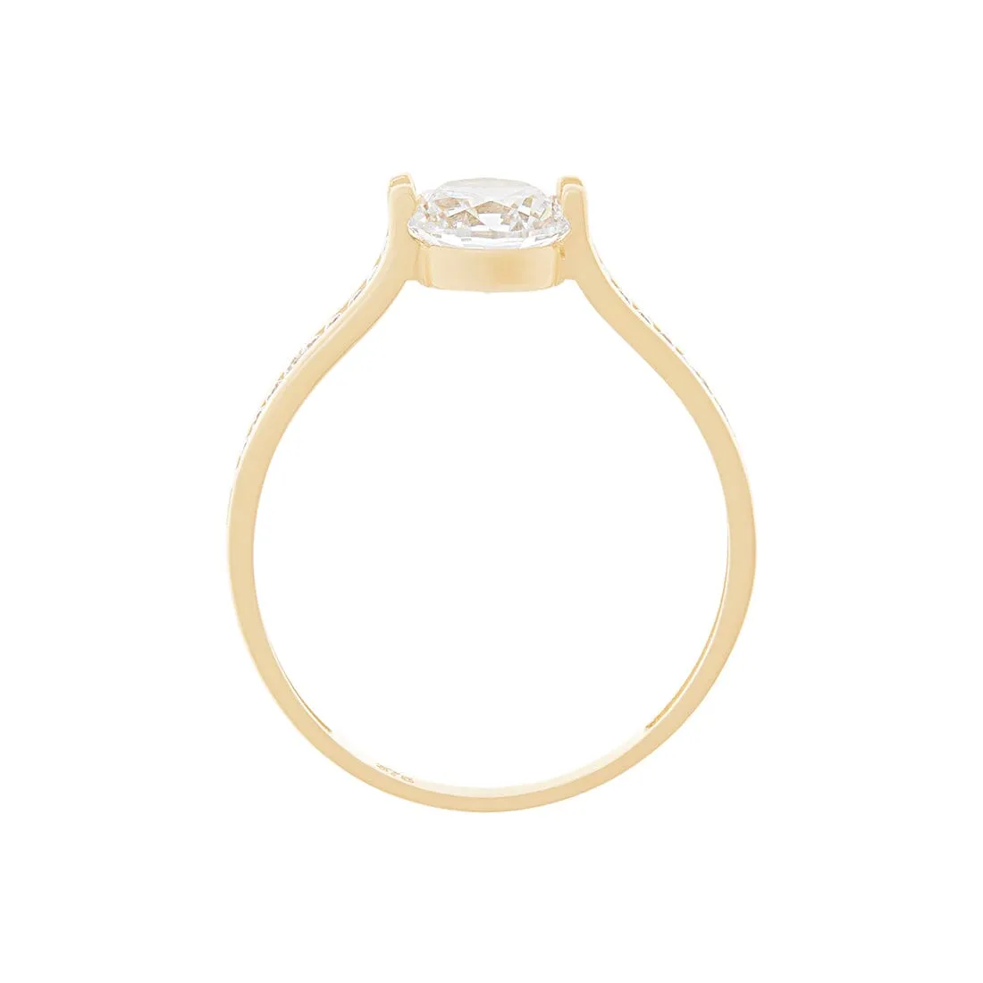 9ct Yellow Gold Cubic Zirconia Centred Shoulder Ring