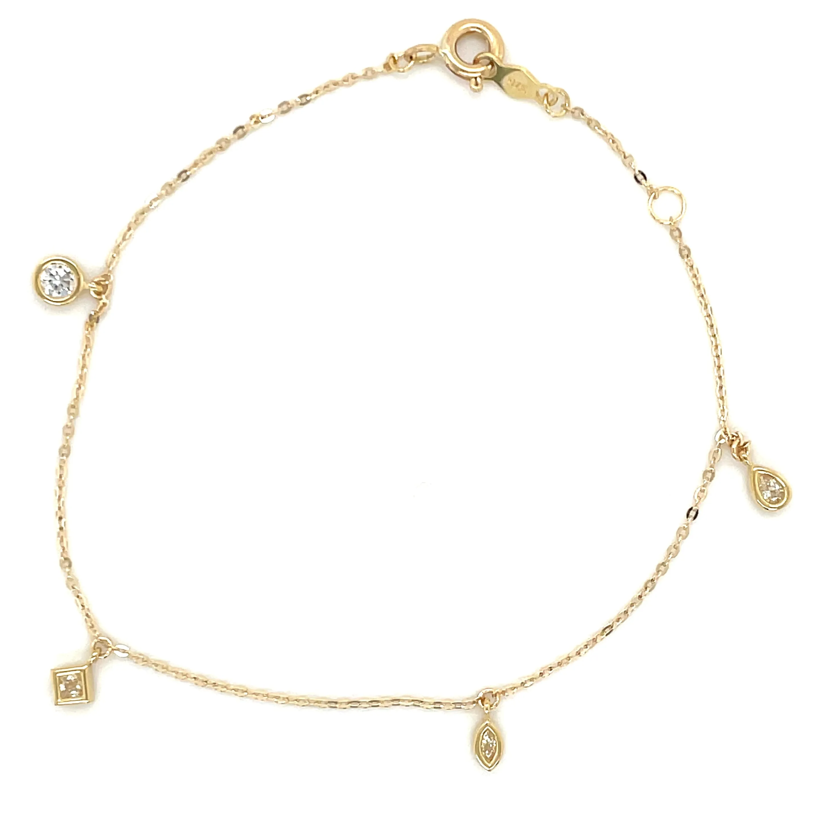 9ct Yellow Gold Mixed Stone Cz Bracelet