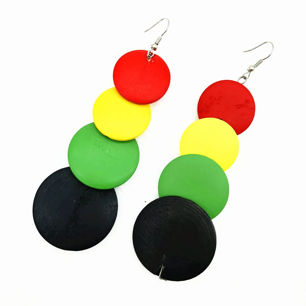 African Leaf Layered Wooden Earrings with Retro Style