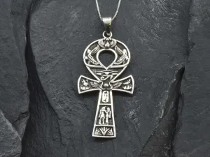 Ankh Silver Necklace - Silver Cross Pendant - Statement Cross Necklace