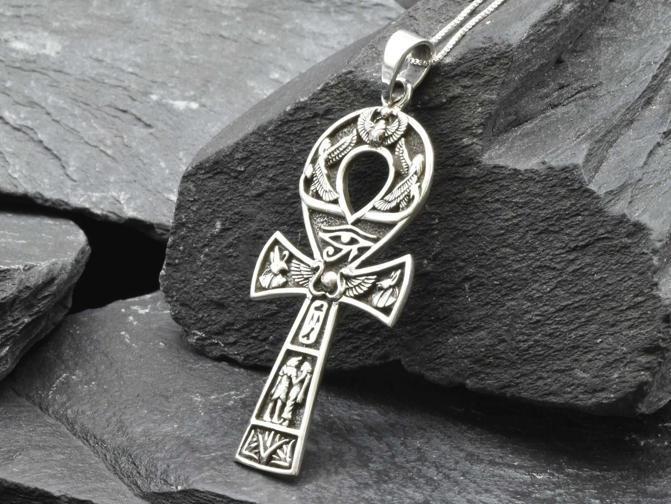 Ankh Silver Necklace - Silver Cross Pendant - Statement Cross Necklace