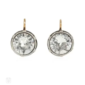 Antique 2 ct. paste drop earrings, new mounts