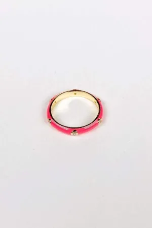 Arlo Diamond Neon Pink Enamel Ring 14k Gold/ 925 Sterling Silver