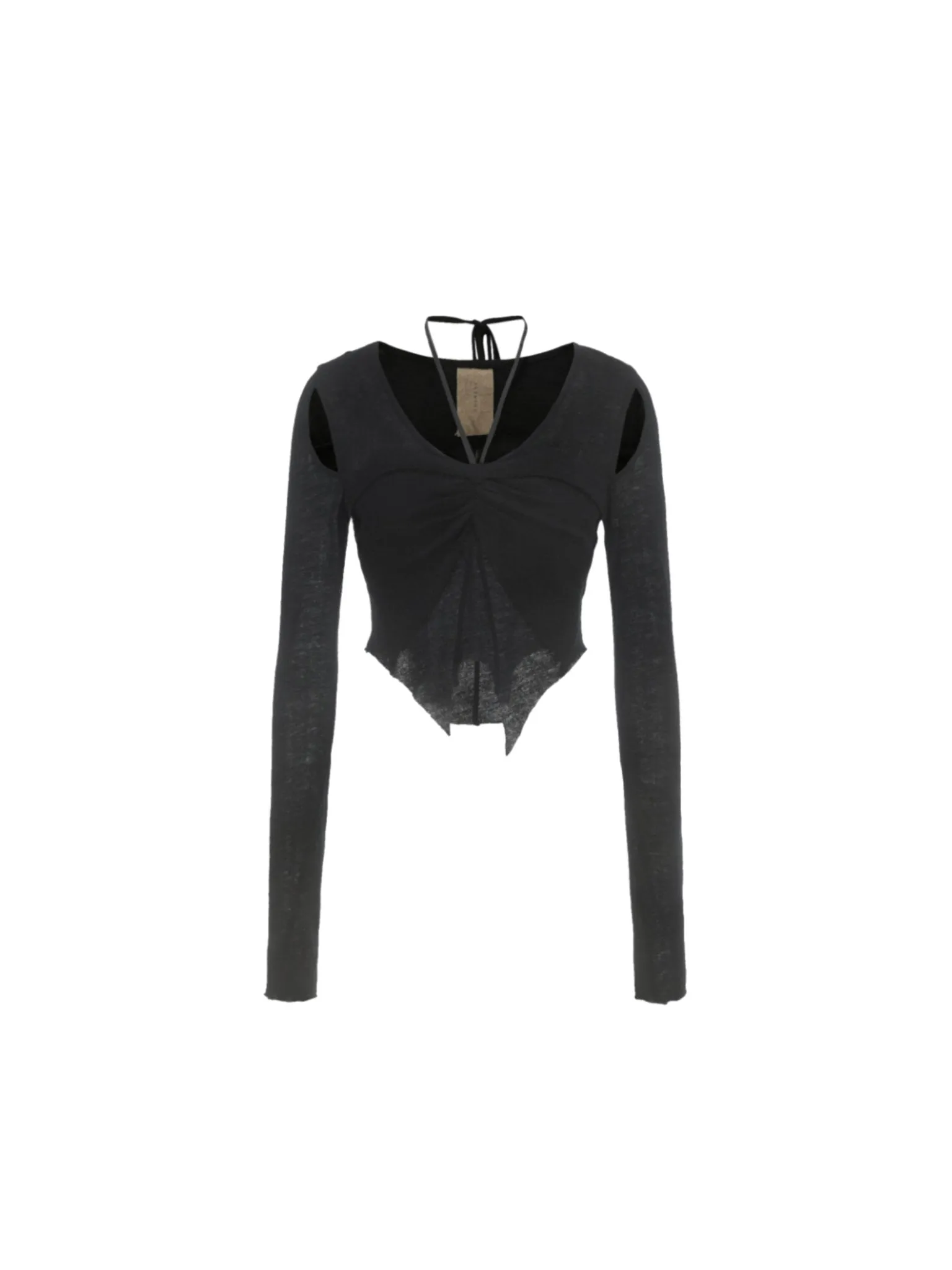 Black Butterfly Ruched Top