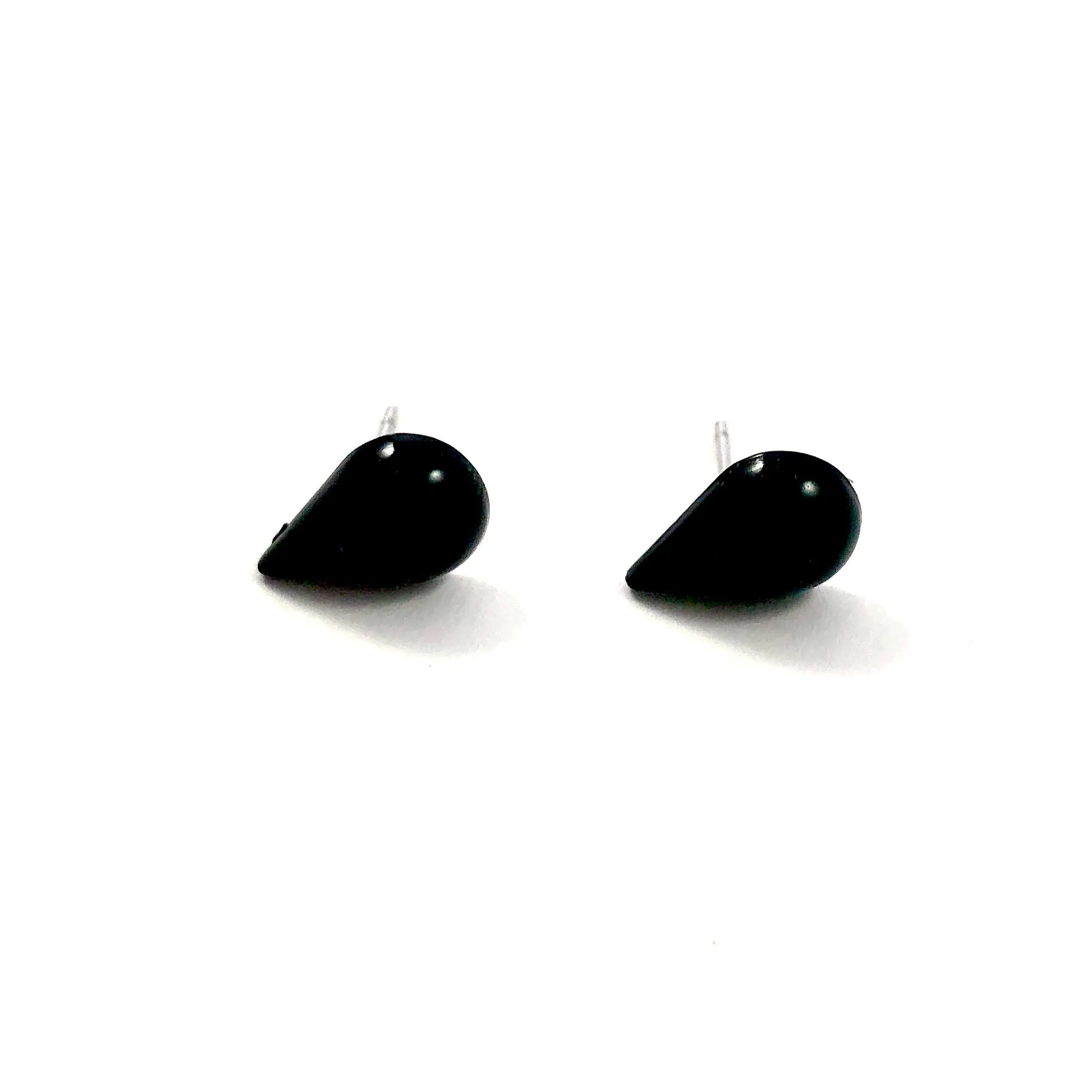 Black Teardrop Lucite Stud Earrings